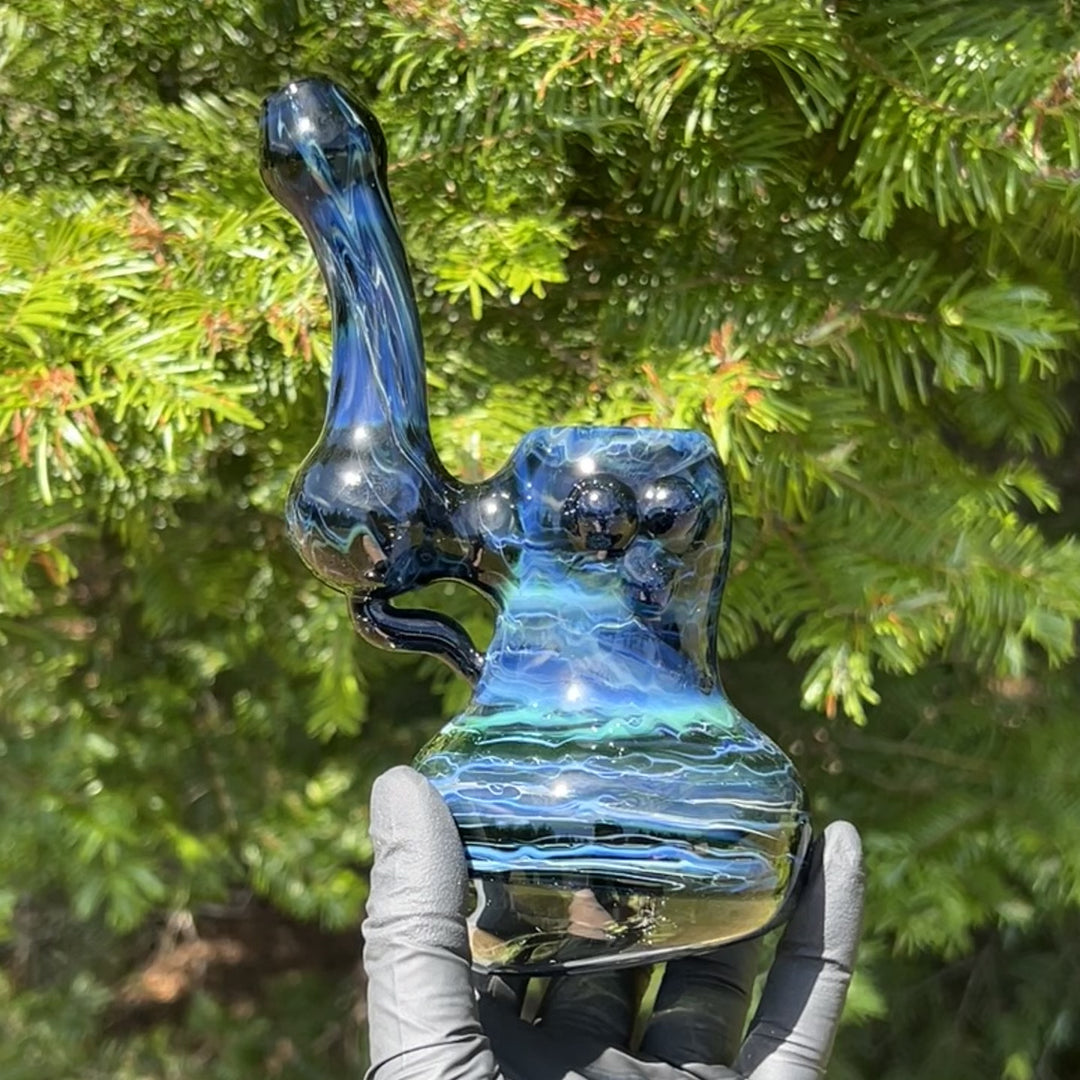 Blue Marble Bubbler Glass Pipe Sable Haze