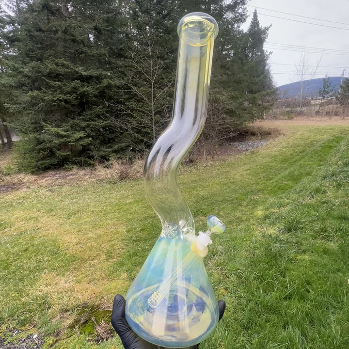 18" Fumed Zig Zag Beaker Bong Glass Pipe Mary Jane's Glass