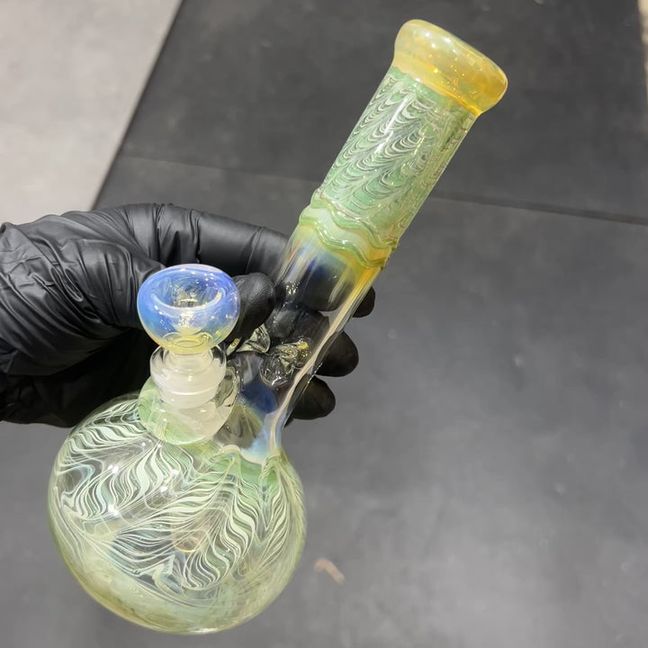 8" Bubble Color Rake Bong Glass Pipe Mary Jane's Glass