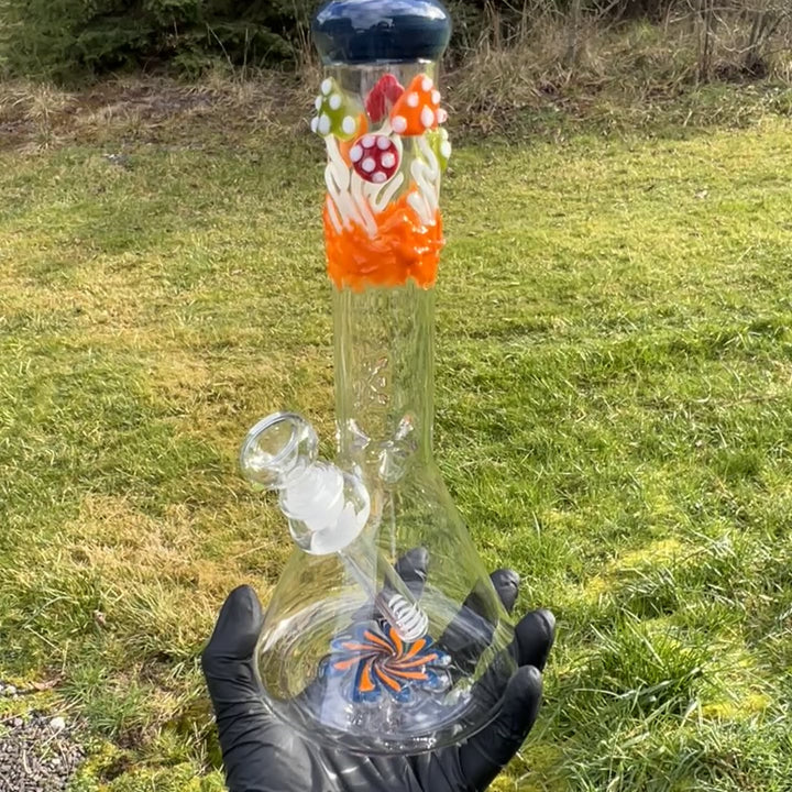 11" Mushroom Swirl Beaker Bong Glass Pipe Mary Jane's Glass