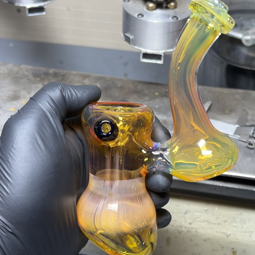 Gold Fume Bubbler with Black Carb