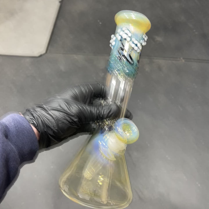 10.5" Fumed Mushroom Beaker Bong Glass Pipe Mary Jane's Glass