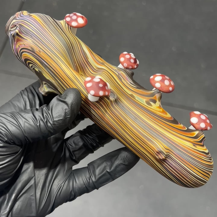 Wood Grain Mushroom Steam Roller Glass Pipe Wazoo Glass