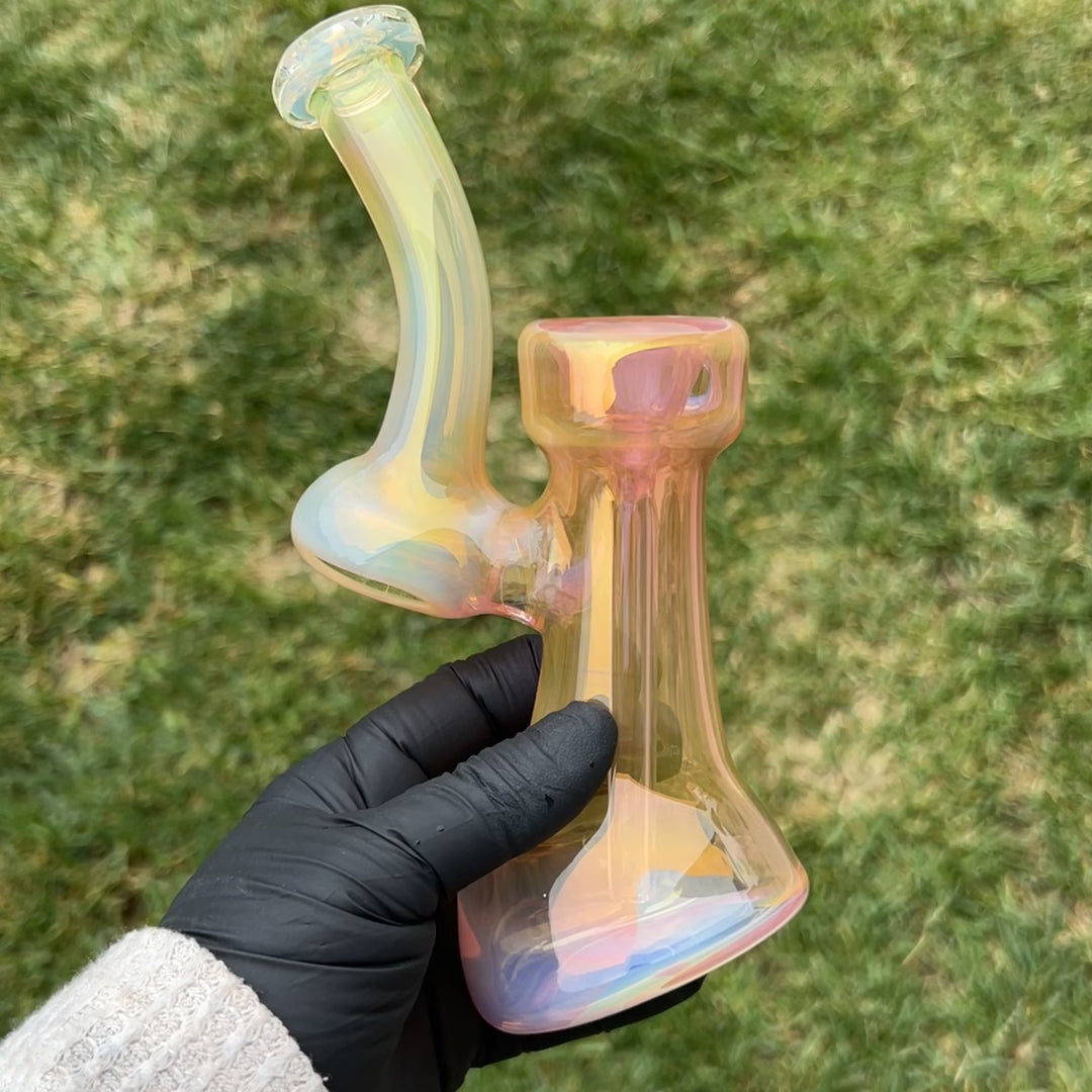 Gold Fume Bubbler with White Carb Glass Pipe Cose Glass