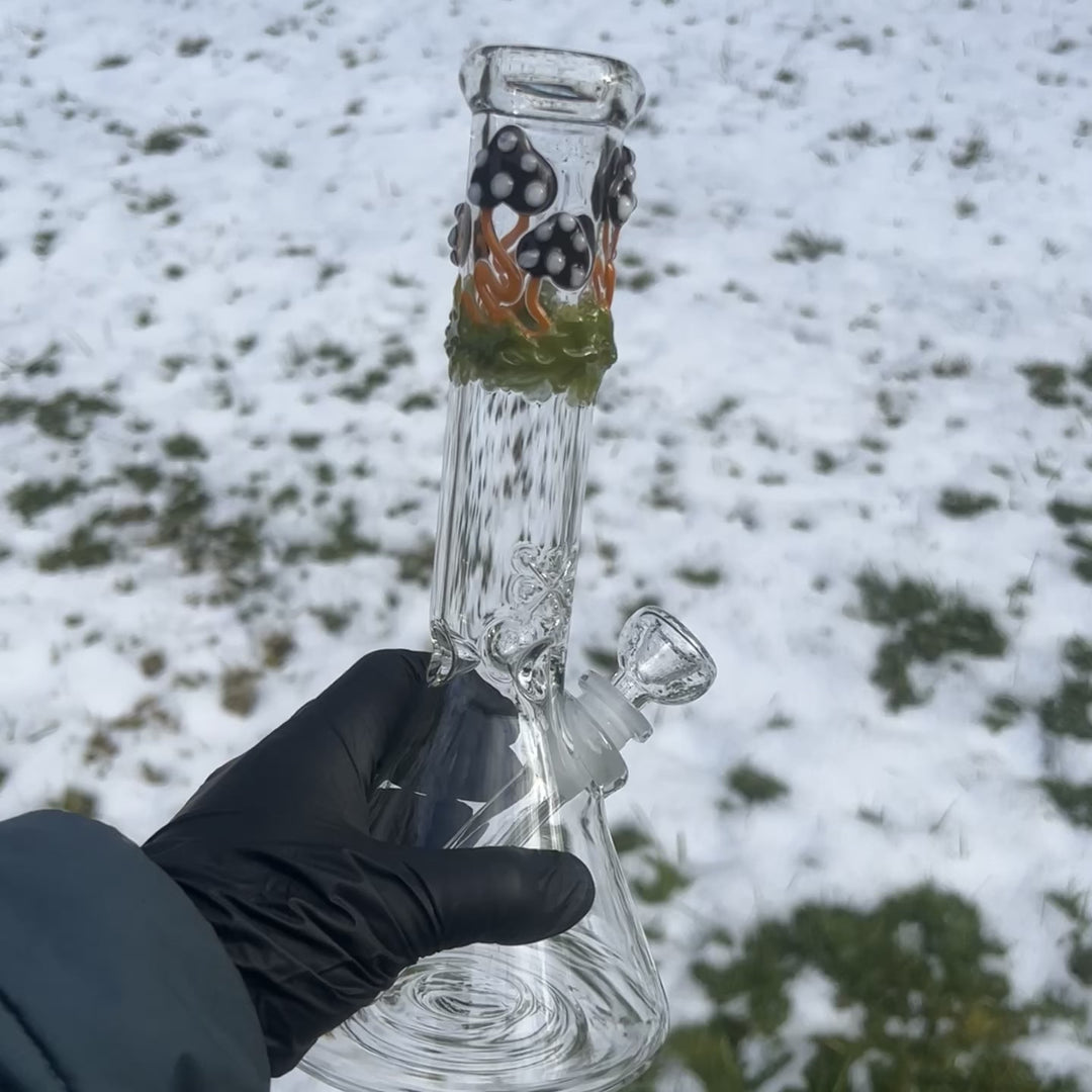 10" Mushroom Beaker Bong Glass Pipe Mary Jane's Glass