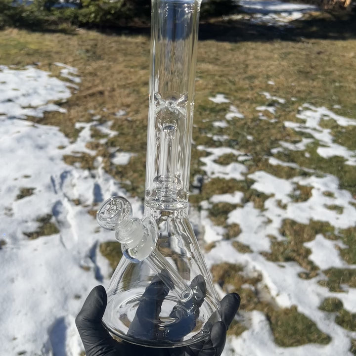 11" Double Perc Beaker Bong Glass Pipe Mary Jane's Glass