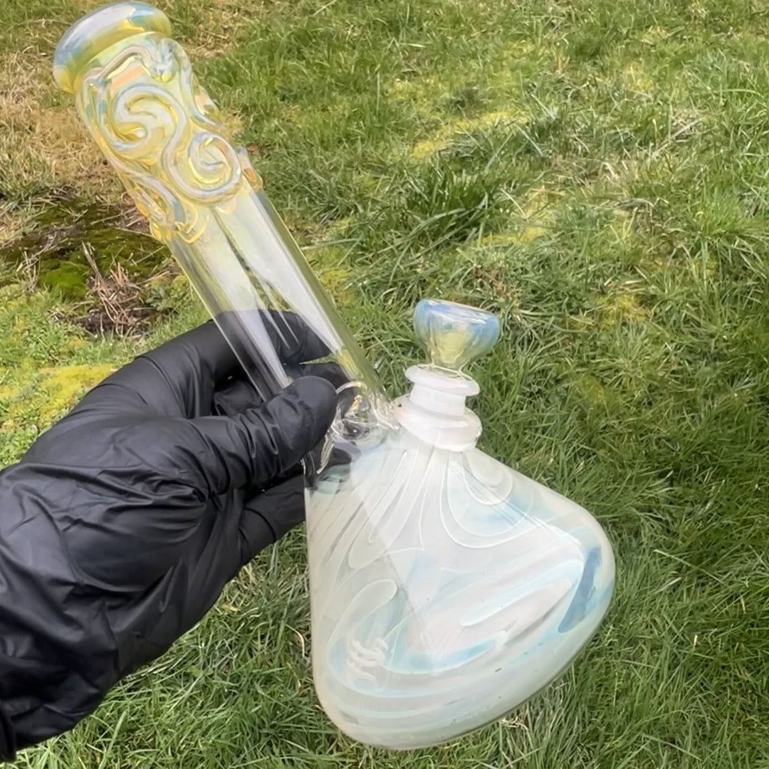 10" Fumed Squiggle Beaker Bong Glass Pipe Mary Jane's Glass