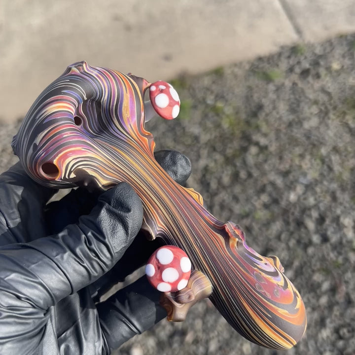 Woodgrain Shroom Branch Spoon Glass Pipe Wazoo Glass