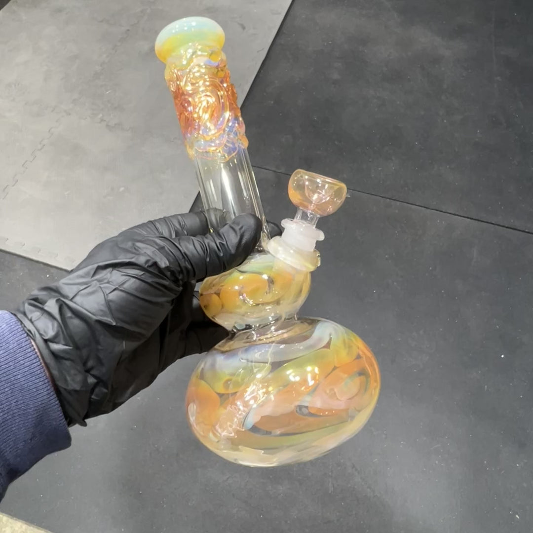 9.5" Fumed Double Bubble Bong Glass Pipe Mary Jane's Glass