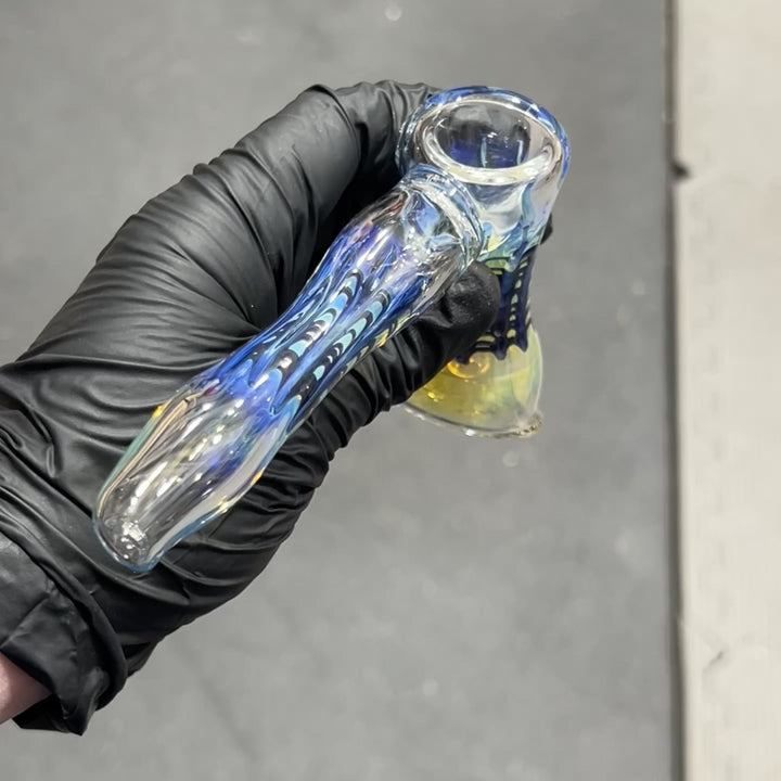 Fumed Color Rake Bubbler Glass Pipe Mary Jane's Glass