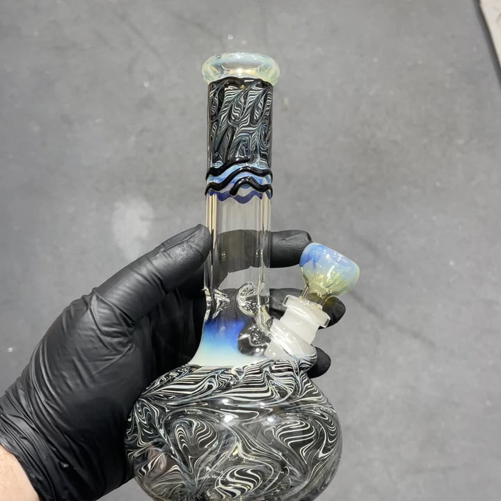 8" Bubble Color Rake Bong Glass Pipe Mary Jane's Glass