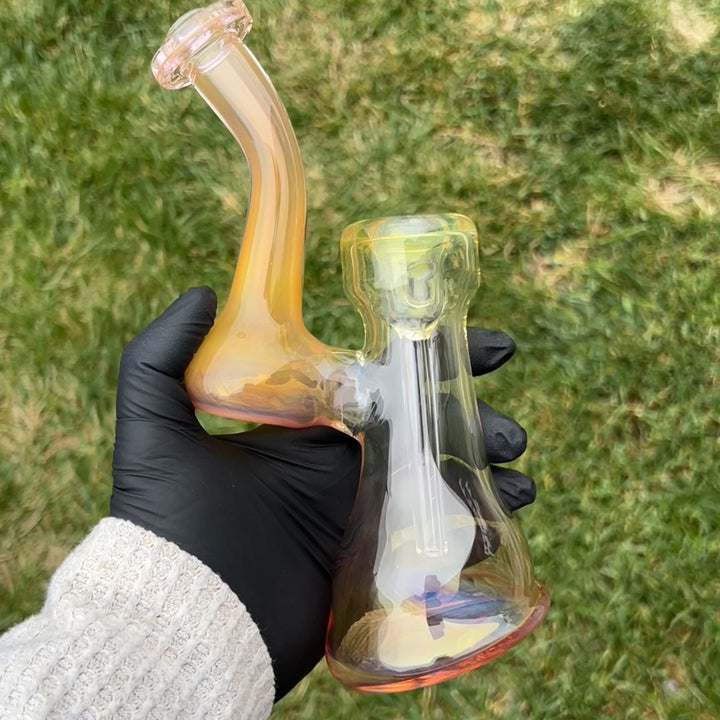 Gold Fume Bubbler with Lavender Carb Glass Pipe Cose Glass