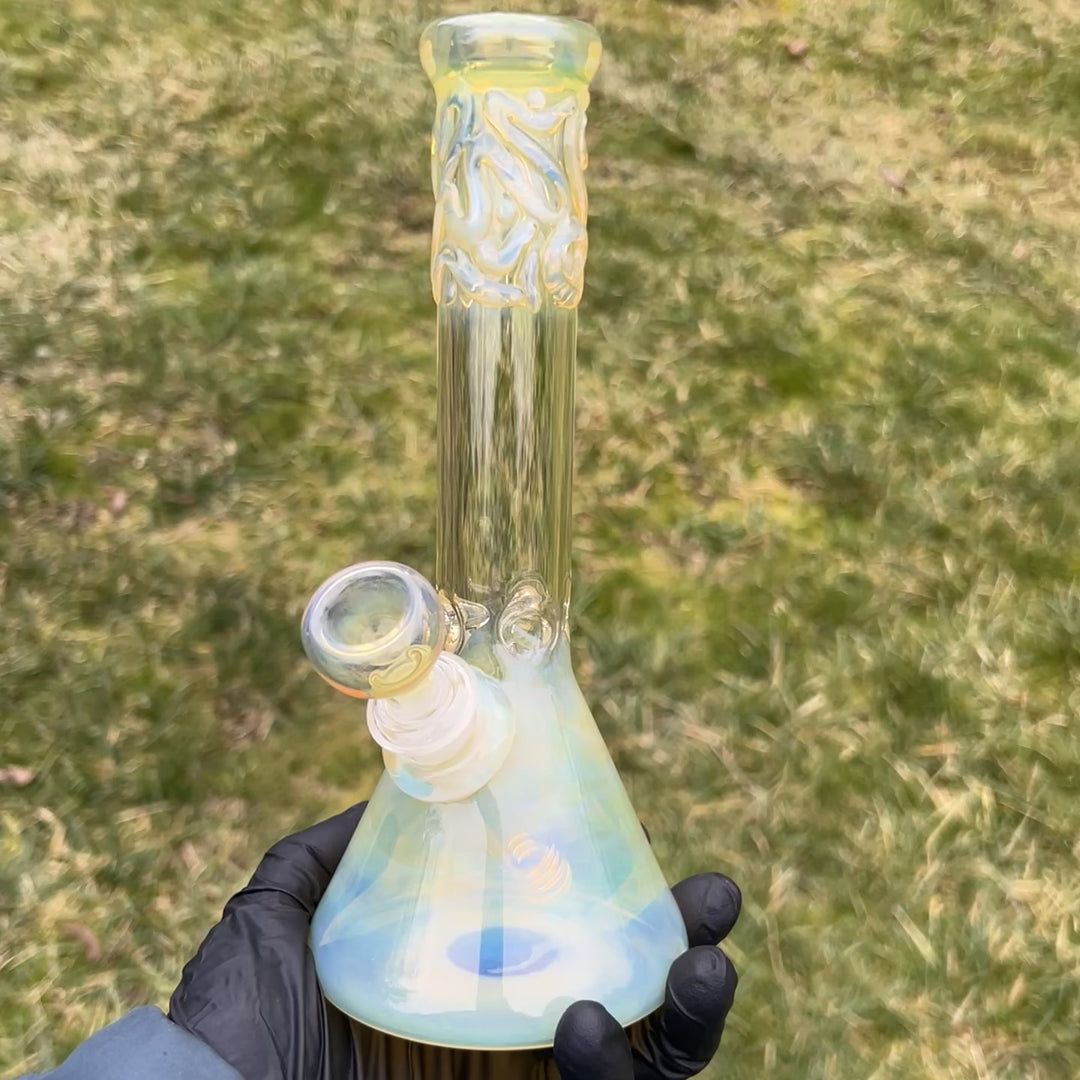 9" Fumed Squiggle Beaker Bong Glass Pipe Mary Jane's Glass