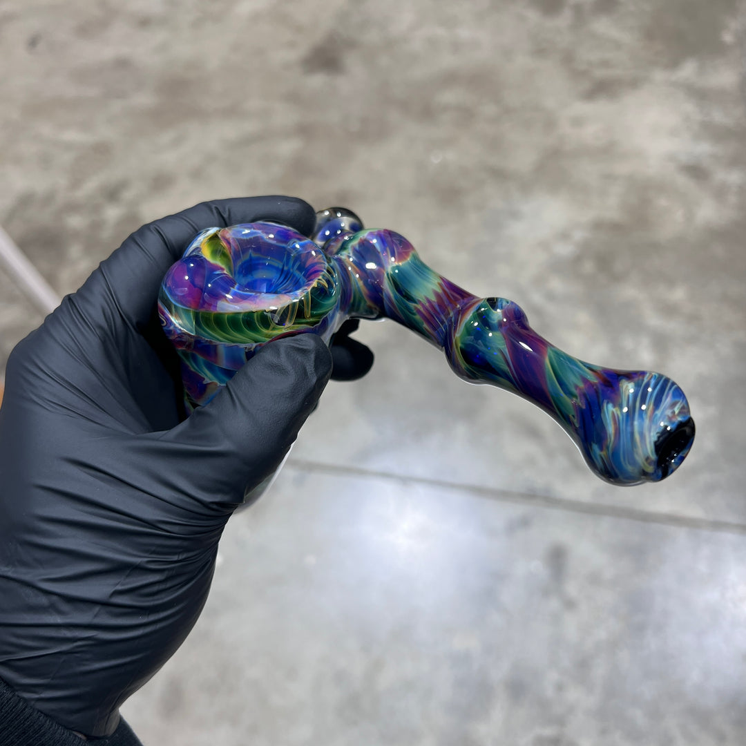 Purple Tie Dye Sidecar Bubbler 4 Glass Pipe Jedi Glassworks   