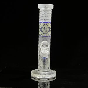 Crystalilized 12" Dark Blue and Silver Straight Bong Glass Pipe Milkyway