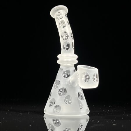 Frosted Skulls Quartz Mini Rig All Pipes and Accessories Tako Glass Frosted Skulls Quartz Mini Rig Glass Pipe TG
