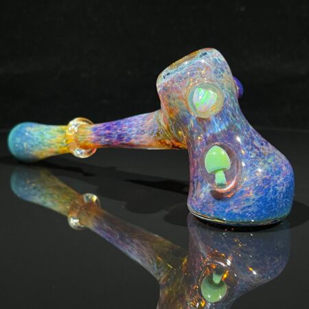 Purple Mushroom Opal Bubbler Glass Pipe Beezy Glass