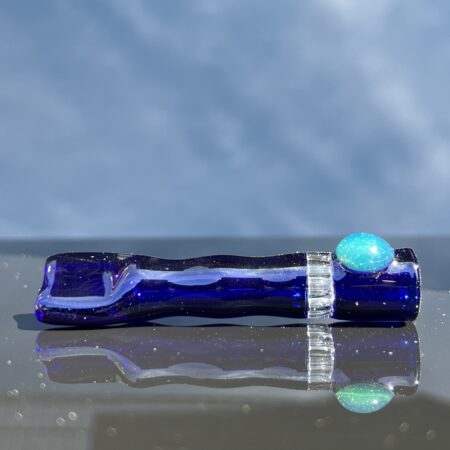 Indigo 7 Hole Chillum Glass Pipe Blazing Blue Glass