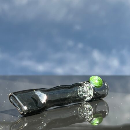 Charcoal 7 Hole Chillum Glass Pipe Blazing Blue Glass