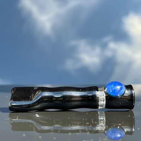 Black 7 Hole Chillum Glass Pipe Blazing Blue Glass