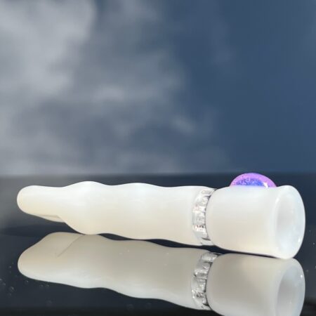 Bright White 7 Hole Chillum Chillums Tako Glass Bright White 7 Hole Chillum Glass Pipe Blazing Blue Glass