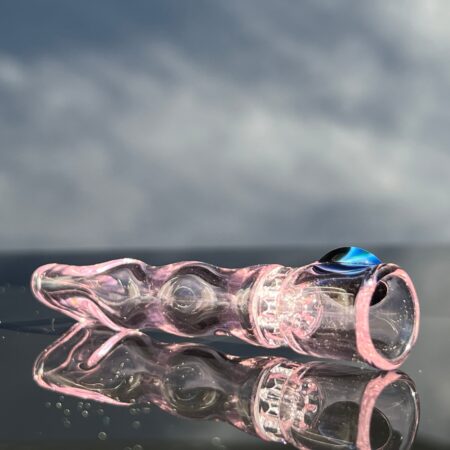 Rose 7 Hole Chillum Glass Pipe Blazing Blue Glass