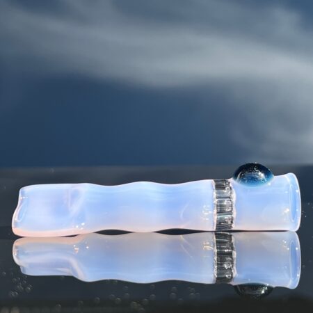 Opaque Rose 7 Hole Chillum Glass Pipe Blazing Blue Glass