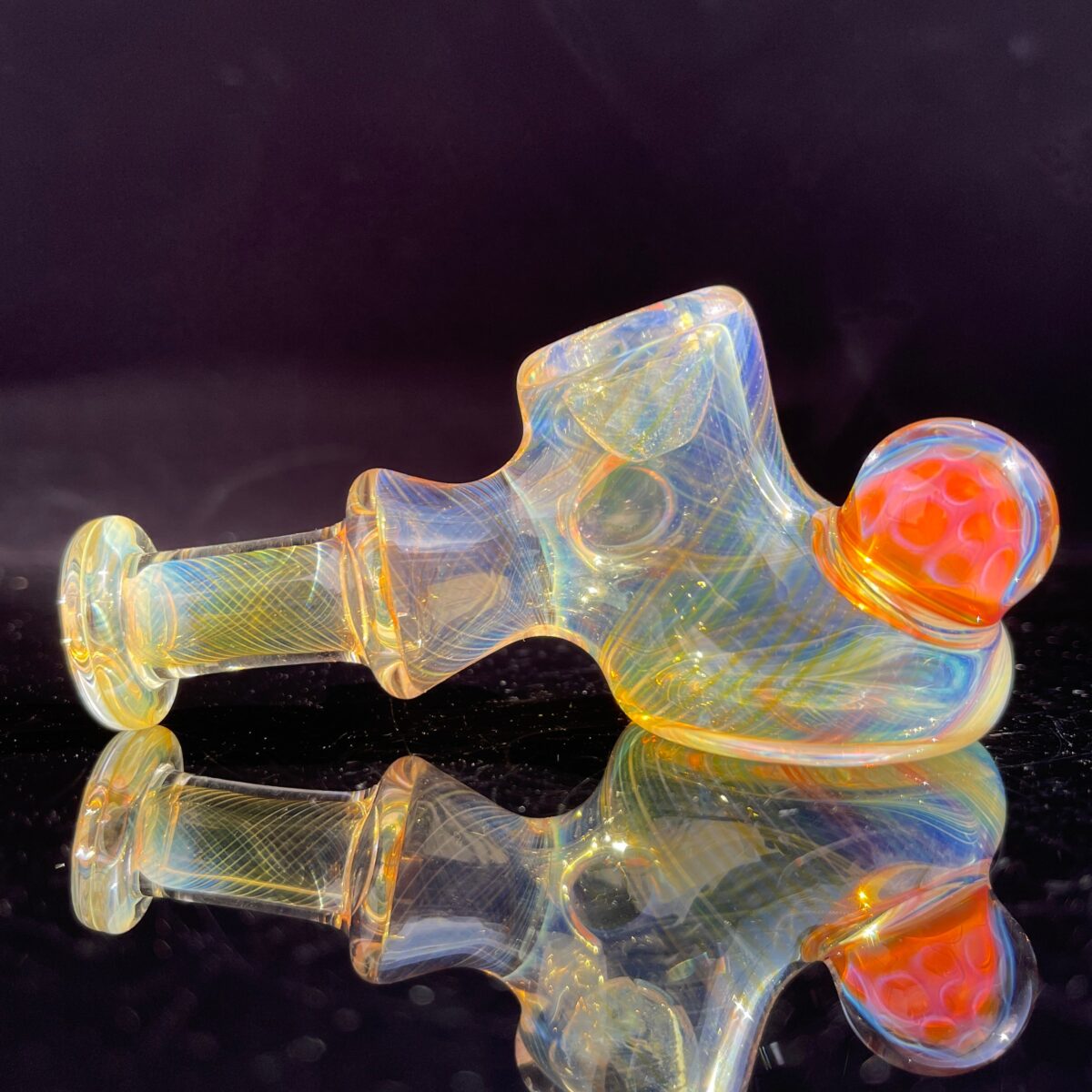 その他 Glass gold egg pipe Pink and Gold Fumed Bubbler with Slime Carb – Tako Glass