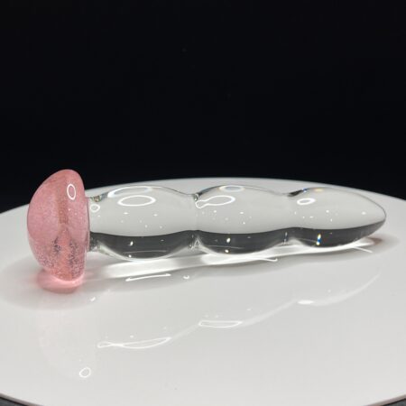 Clear Dildo with Graduating Bulbs (Color in Base) Accessory Port Townsend Glassworks   