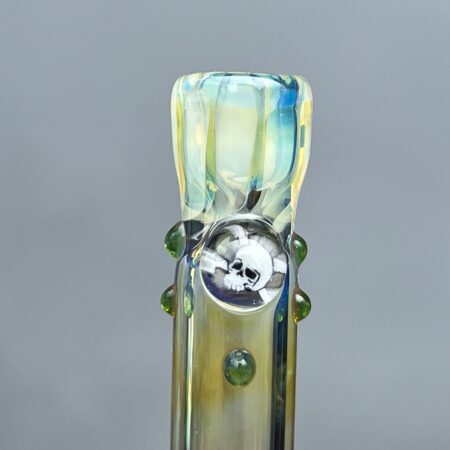 Cosmic Cartoon Chillum Glass Pipe Matty White Skull & Crossbones
