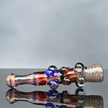 Triple Millie Marbled Inside Out Chillum Glass Pipe Matty White