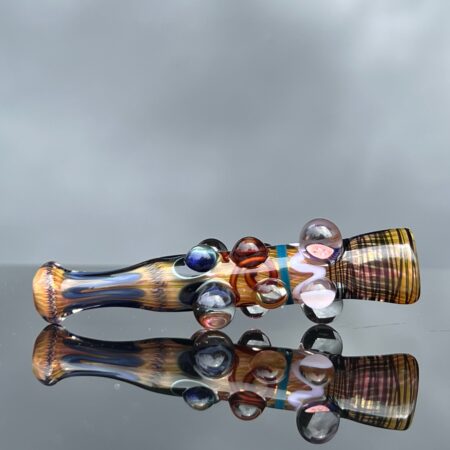 Triple Millie Marbled Inside Out Chillum Glass Pipe Matty White