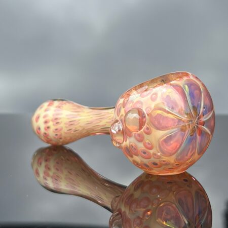 Gold Flower Fume Pipe Glass Pipe Matty White