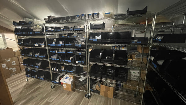 This is where we store all the glass pipes, ash catchers, reclaim collectors, etc.