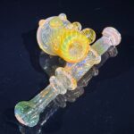 工芸品 Gold blue lumpy pipe Gold Fumed Sidecar Pipe - Tako Glass