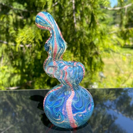 Azure Swirl Bubbler Glass Pipe TG