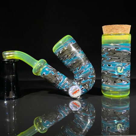 Road Trippin' Wig Wag Sherlock Pipe and Jar Combo Glass Pipe Keys Glass