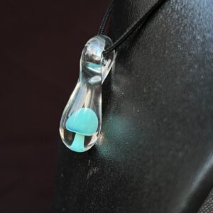 Blue Mushroom Drop Pendant Jewelry Beezy Glass