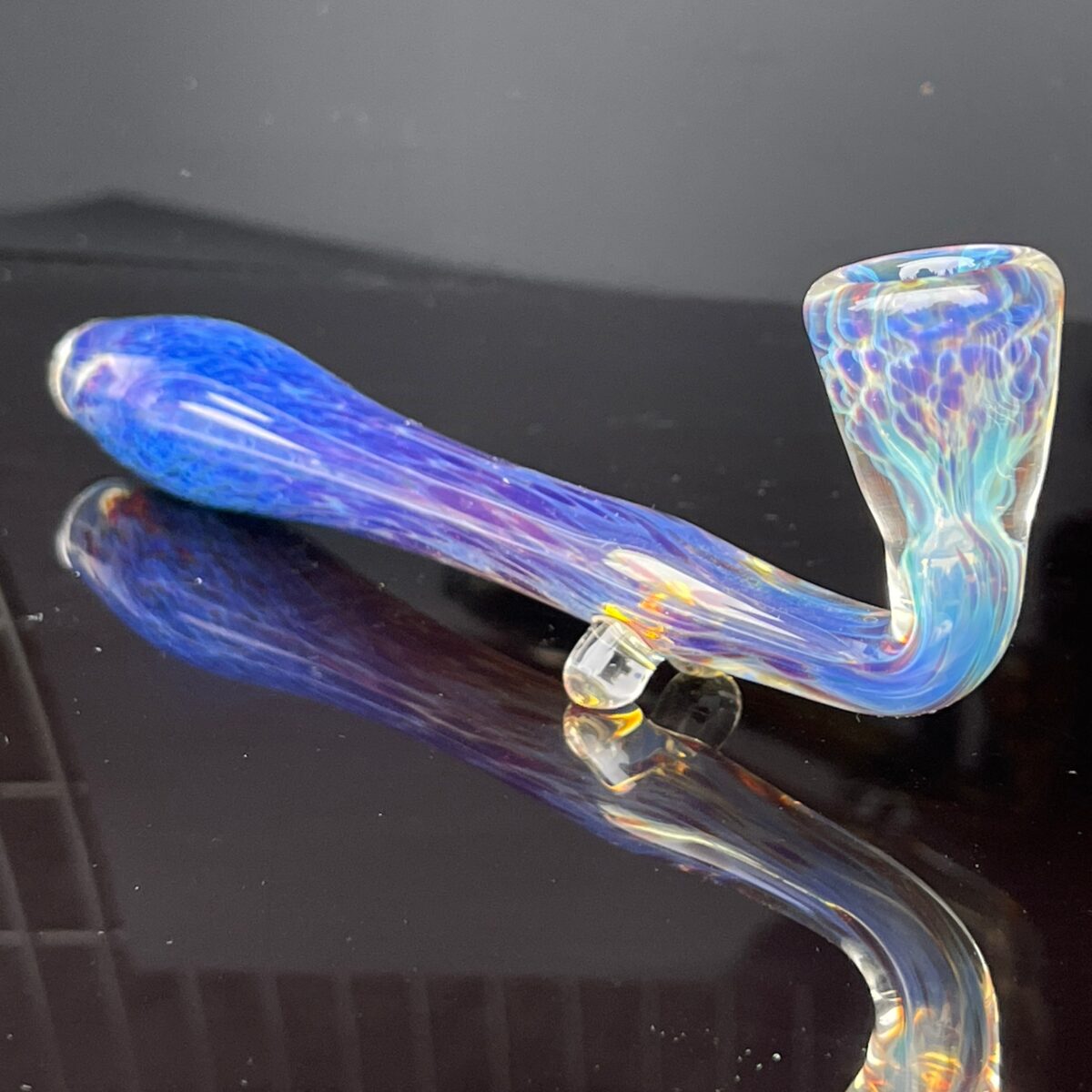 工芸品 Gold blue lumpy pipe Samurai Kiseru Nebula Pipe - Tako Glass