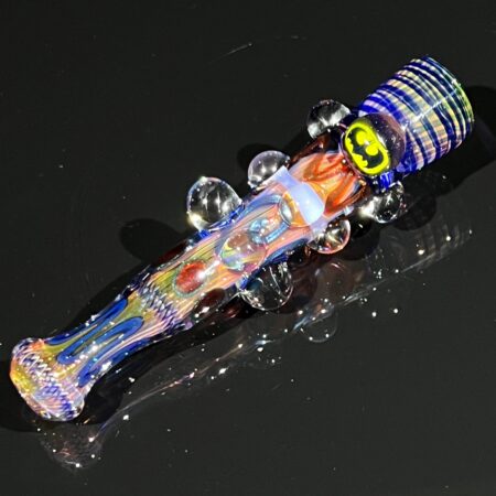 Triple Millie Marbled Inside Out Chillum Glass Pipe Matty White