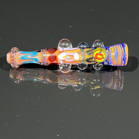 Triple Millie Marbled Inside Out Chillum Glass Pipe Matty White