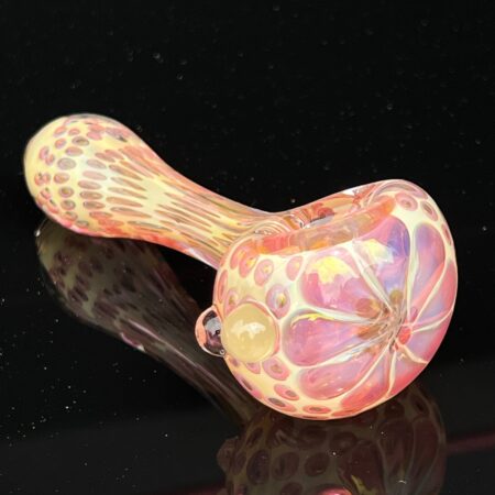 Gold Flower Fume Pipe Glass Pipe Matty White