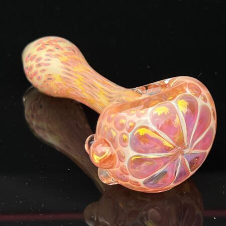 Gold Flower Fume Pipe Glass Pipe Matty White