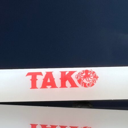 14mm White Tako Logo Downstem Accessory Tako Glass Red 3"