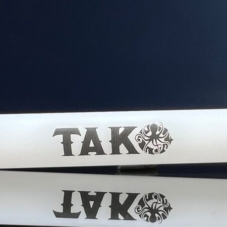 14mm White Tako Logo Downstem Accessory Tako Glass Black 3"