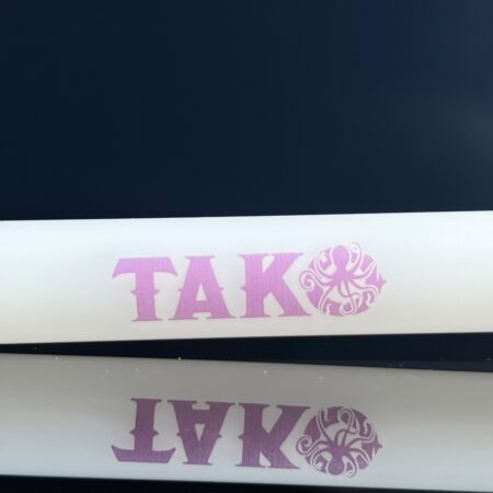 14mm White Tako Logo Downstem Accessory Tako Glass Purple 3"