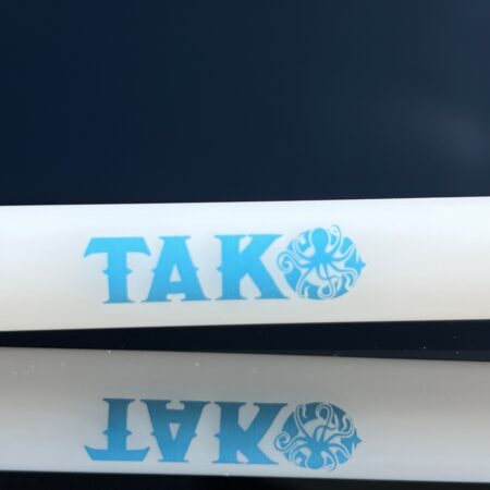 14mm White Tako Logo Downstem Accessory Tako Glass Blue 3"
