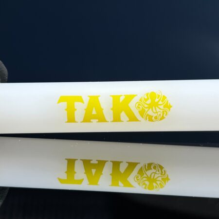 14mm White Tako Logo Downstem Accessory Tako Glass Yellow 3"