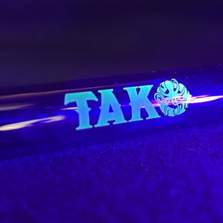 14mm Cobalt Tako Logo Downstem Accessory Tako Glass Glow In the Dark 3"