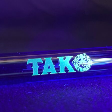 14mm Light Blue Tako Logo Downstem Accessory Tako Glass Glow In the Dark 3"